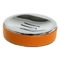 Round Soap Dish Made From Faux Leather In Orange Finish